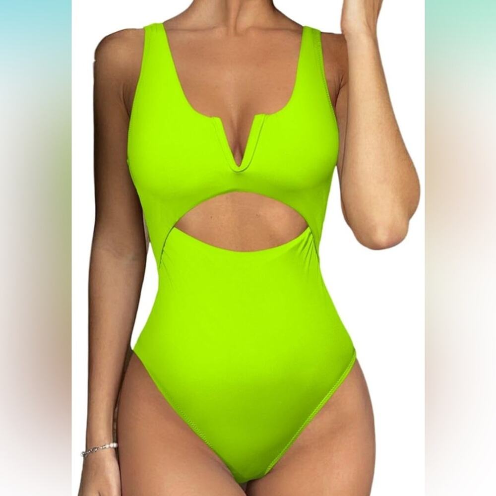 Meyeeka- Monokini Swimsuit Neon Green XL NWT